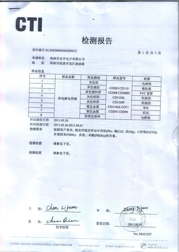 檢測報告